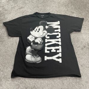 Disney Mickey Mouse Graphic T-Shirt Mens XL Black Crew Neck Cotton Casual Tee